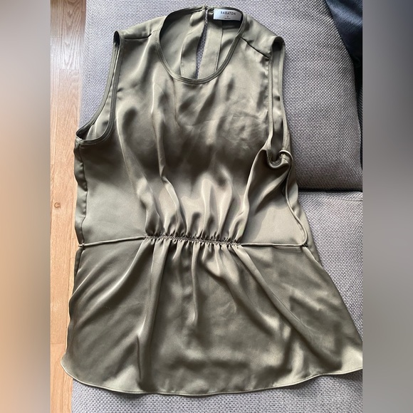 Aritzia Babaton Floreia Blouse Olive Small - Picture 2 of 6